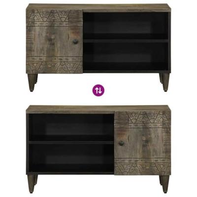 Tv-meubel 80x31,5x46 cm massief mangohout lichtgrijs