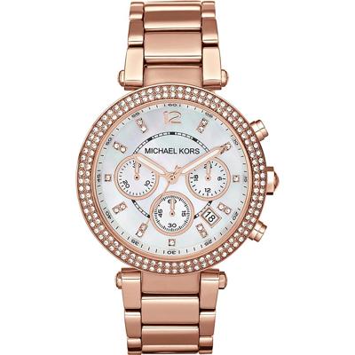 Michael Kors Dames Parker roestvrijstalen Rosegoudkleurig horloge 39 mm MK5491