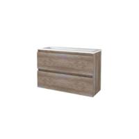 Basic-Line Start 39 Badkamermeubelset - Ondiep - 100 x 39 cm - Greeploos - 2 Lades - Acryl Wastafel - 2 Kraangaten - Scotch Oak - thumbnail