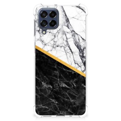 Samsung Galaxy M53 Anti-Shock Hoesje Marmer Wit Zwart - Origineel Cadeau Man Samsung Galaxy M53 Anti-Shock Hoesje Marmer Wit Zwart - Origineel Cadeau Man