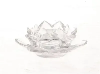 HBX natural living theelichthouder glas gysum flower 12x5cm transparant