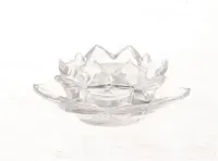 HBX natural living theelichthouder glas gysum flower 12x5cm transparant - thumbnail