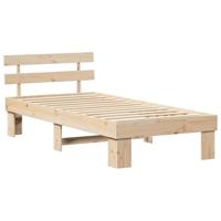 Bedframe met hoofdeinde Bruin 75 x 190 cm Massief grenenhout - thumbnail