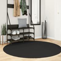 VidaXL Vloerkleed huarte laagpolig zacht wasbaar ø 160 cm zwart - thumbnail