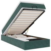 Ottoman bed met matras 140x200cm fluweel donkergroen - thumbnail