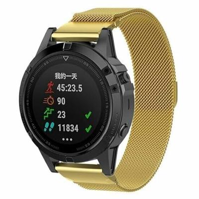 By Qubix - Milanese bandje - Goud - Compatible met Garmin Instinct 3 / Instinct E - 45mm - Compatible Garmin bandje - Bandbreedte: 22mm