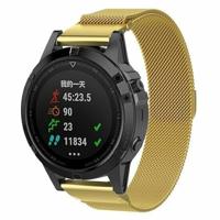 By Qubix - Milanese bandje - Goud - Compatible met Garmin Instinct 3 / Instinct E - 45mm - Compatible Garmin bandje - Bandbreedte: 22mm - thumbnail
