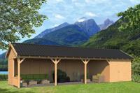 Tuindeco Hamar XL Overkapping type 10 1303x445 cm Lariks/Douglashout blank- Zadeldak- Onbehandeld lariks Douglas hout- Tuindeco - thumbnail
