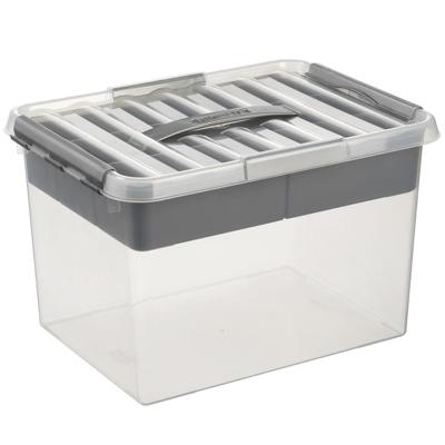 Sunware Q-line opbergbox met inzet 22L transp./metaal