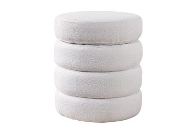 Ronde kruk VOGUE 50cm crèmewit bouclé poef met opbergruimte - 43524