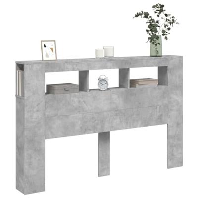 Hoofdeinde met LED 160x18,5x103,5 cm bewerkt hout betongrijs
