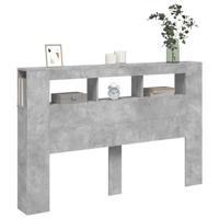 Hoofdeinde met LED 160x18,5x103,5 cm bewerkt hout betongrijs - thumbnail