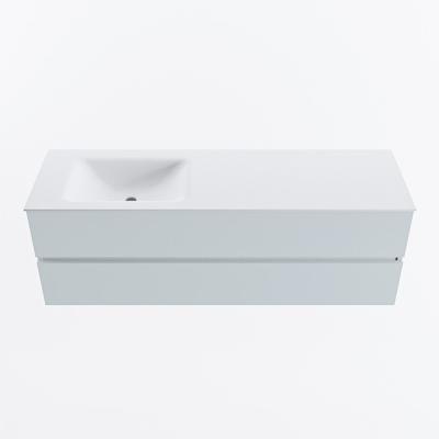 MONDIAZ VICA 150cm badmeubel onderkast Clay 2 lades. Wastafel CLOUD links zonder kraangat, kleur Talc.