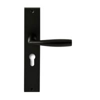 Hardbrass Deurkruk Naxos op rechthoekig langschild profielcilindergat 55mm - zwart - thumbnail