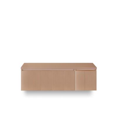 Frozen 3d Badmeubelset 140 cm - Greeplijst in kleur - Wastafel Onderkast - met Bovenblad Peach