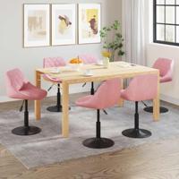 Eetkamerstoelen draaibaar 6 st fluweel roze - thumbnail