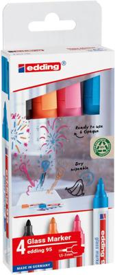 Viltstift edding 95 glasbord incl wit assorti | 10 stuks