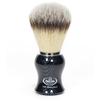Omega scheerkwast hi-brush synthetisch haar met dassenhaareffect carbon fiber handvat 11cm