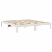 Bedframe zonder matras massief grenenhout wit 160x200 cm - thumbnail