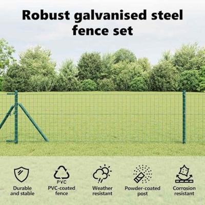 VidaXL Hek met paal groen 0,6 x 25 m staal en pvc