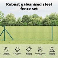 VidaXL Hek met paal groen 0,8 x 25 m staal en pvc - thumbnail