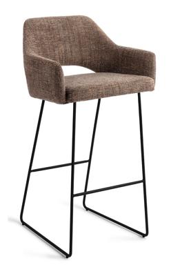 Jesper Home Barkruk 'Yanai' Slide Black, kleur Checked Chestnut (zithoogte 75cm)