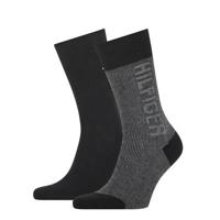 Tommy Hilfiger Sokken Seasonal Rib Logo Black 2-Pack-39/42 - thumbnail