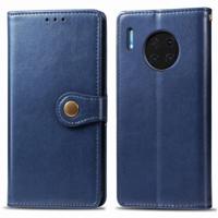 Voor Huawei mate 30 Pro retro effen kleur lederen gesp telefoon geval met Lanyard & fotolijstjes & kaartsleuf & portemonnee & stand functie (blauw) - thumbnail