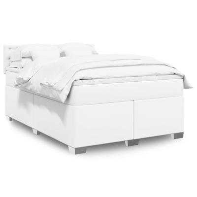 Boxspring met matras kunstleer wit 140x200 cm