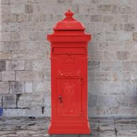 VidaXL Pilaar brievenbus vintage stijl roestbestendig aluminium rood - thumbnail