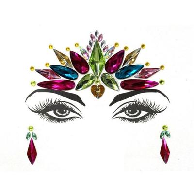 3 PC'S voorhoofd groene Masquerade make-up acryl gezicht sticker stijl: YT-03