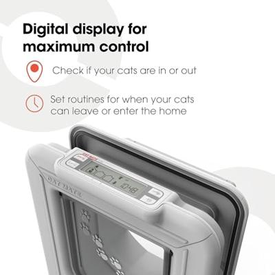 Cat Mate microchip kattenluik met tijdklok 100mm wit