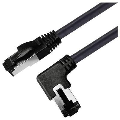 Maxtrack TI52-1,5L RJ45 Netwerkkabel, patchkabel CAT 8.1 S/FTP 1.50 m Zwart 90° haaks naar links, Afgeschermd (enkel) 1 stuk(s)