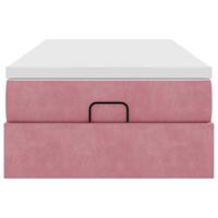Ottoman bed met matras 80x200cm fluweel roze - thumbnail