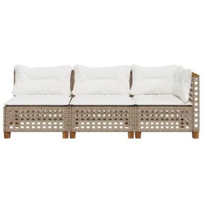 Tuinbank 3-zits met kussens poly rattan beige Tuinbank 3-zits met kussens poly rattan beige
