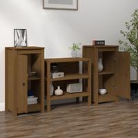 Dressoirs 2 st 40x35x80 cm massief grenenhout honingbruin - thumbnail