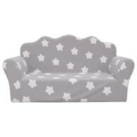 Kinderbank 2-zits met sterren zacht pluche lichtgrijs - thumbnail