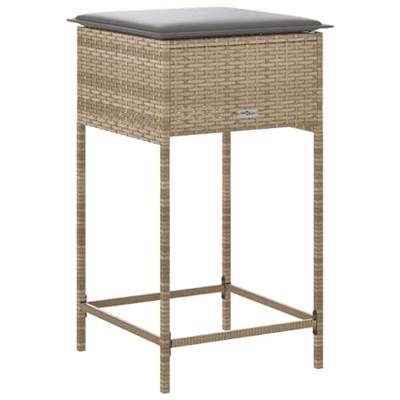 Tuinbarkrukken 2 st met kussens poly rattan beige