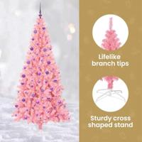 VidaXL Kerstboom met 300 led met standaard roze 210 cm pvc - thumbnail