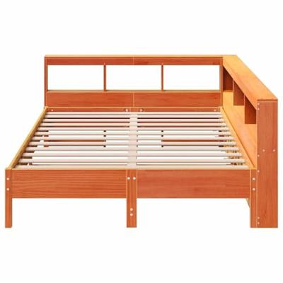 Bed met boekenkast zonder matras grenenhout wasbruin 160x200 cm