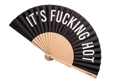 Houten waaier It&apos;s Fucking Hot - Zwart