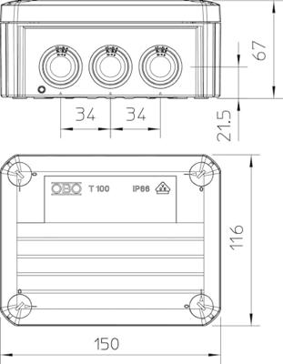 OBO Bettermann 2007077 Verdeeldoos (l x b) 102 mm x 136 mm 1 stuk(s)