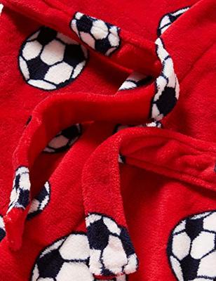 Kinderbadjassen met print-Voetbal rood-158/164