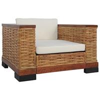 VidaXL Fauteuil met kussens natuurlijk rattan bruin - thumbnail