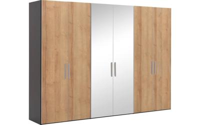 Goossens Kledingkast Easy Storage Ddk, Kledingkast 304 cm breed, 220 cm hoog, 4x draaideur en 2x spiegel draaideur midden