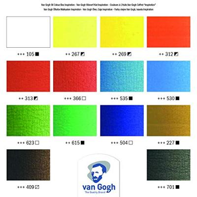 Van Gogh • olieverf kist inspiration met 14 kleuren in tubes van 40ml + accessoires