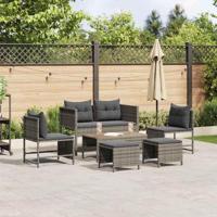 Tuinbankenset met kussen 6 pcs Grijs en Donkergrijs poly rattan - thumbnail