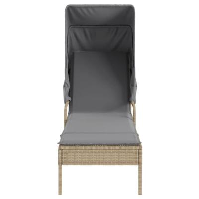 Ligbed met luifel en tafel poly rattan beige Ligbed met luifel en tafel poly rattan beige