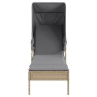 Ligbed met luifel en tafel poly rattan beige - thumbnail