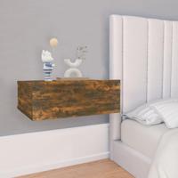 Nachtkastje zwevend 40x30x15 cm bewerkt hout gerookt eikenkleur - thumbnail